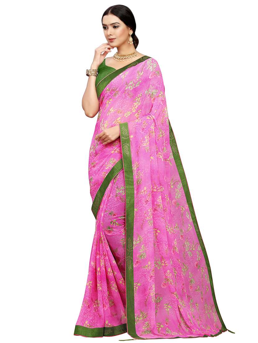 floral printed saree with blouse