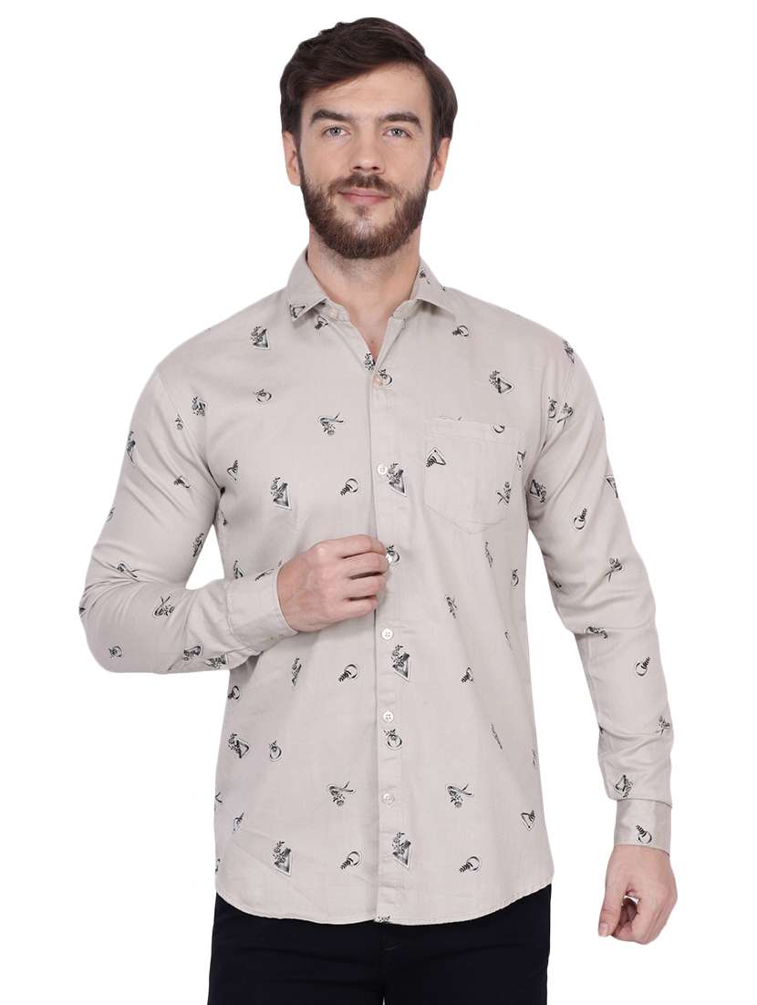 grey printed casual shirt