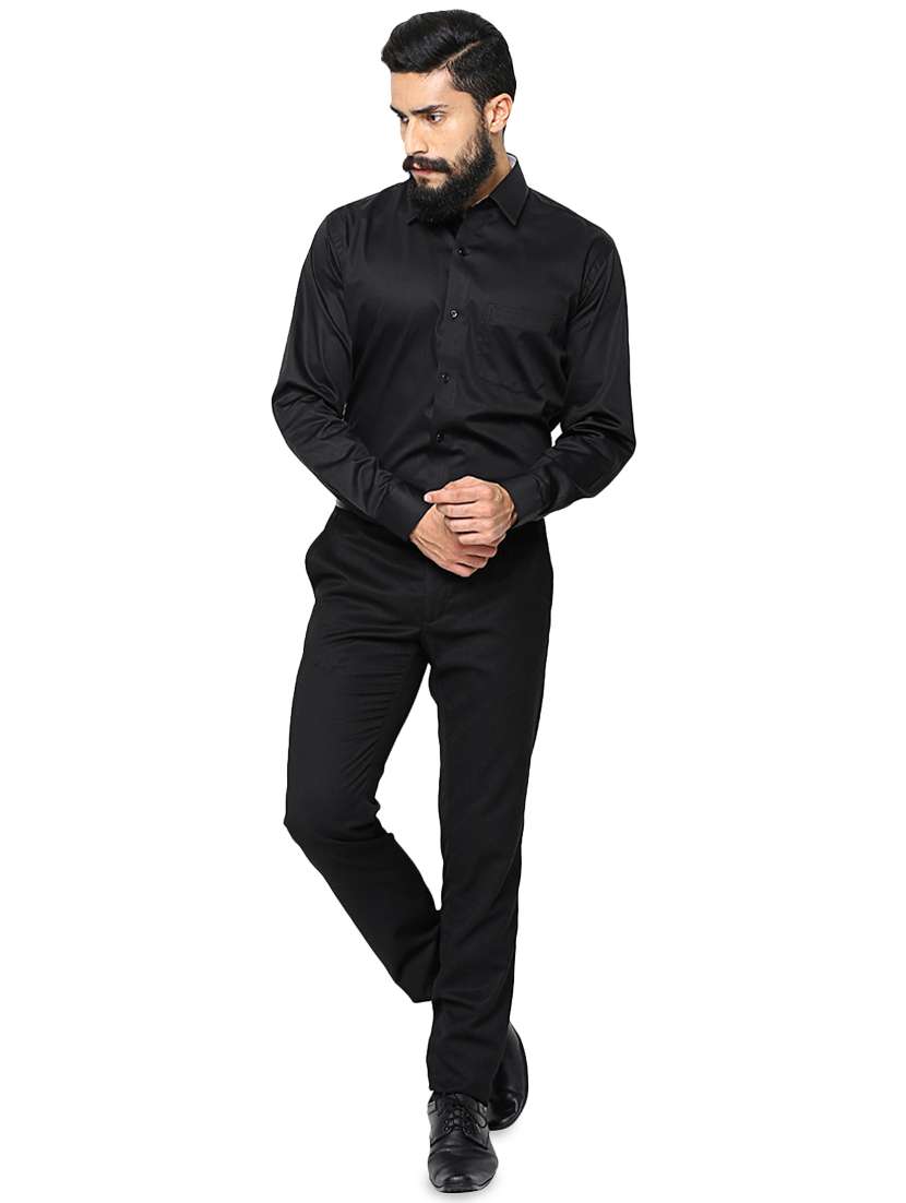 black solid formal shirt - 16552702 -  Standard Image - 3