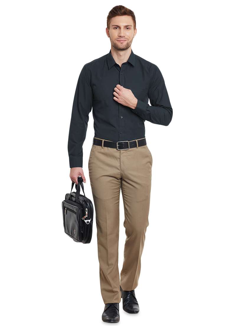 green solid formal shirt - 16552703 -  Standard Image - 3