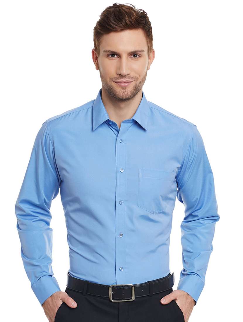 blue solid formal shirt