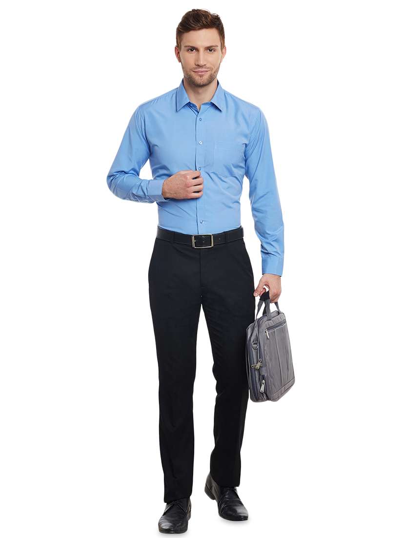 blue solid formal shirt - 16552704 -  Standard Image - 3