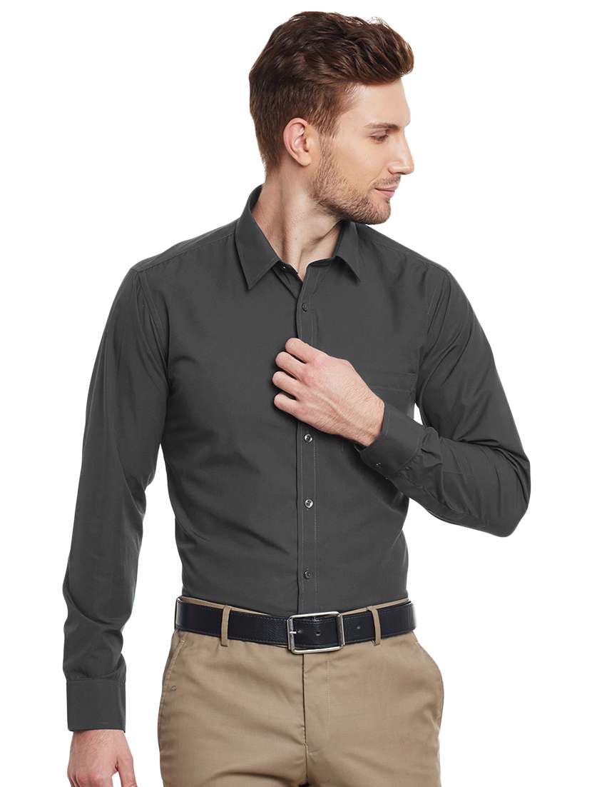 grey solid formal shirt
