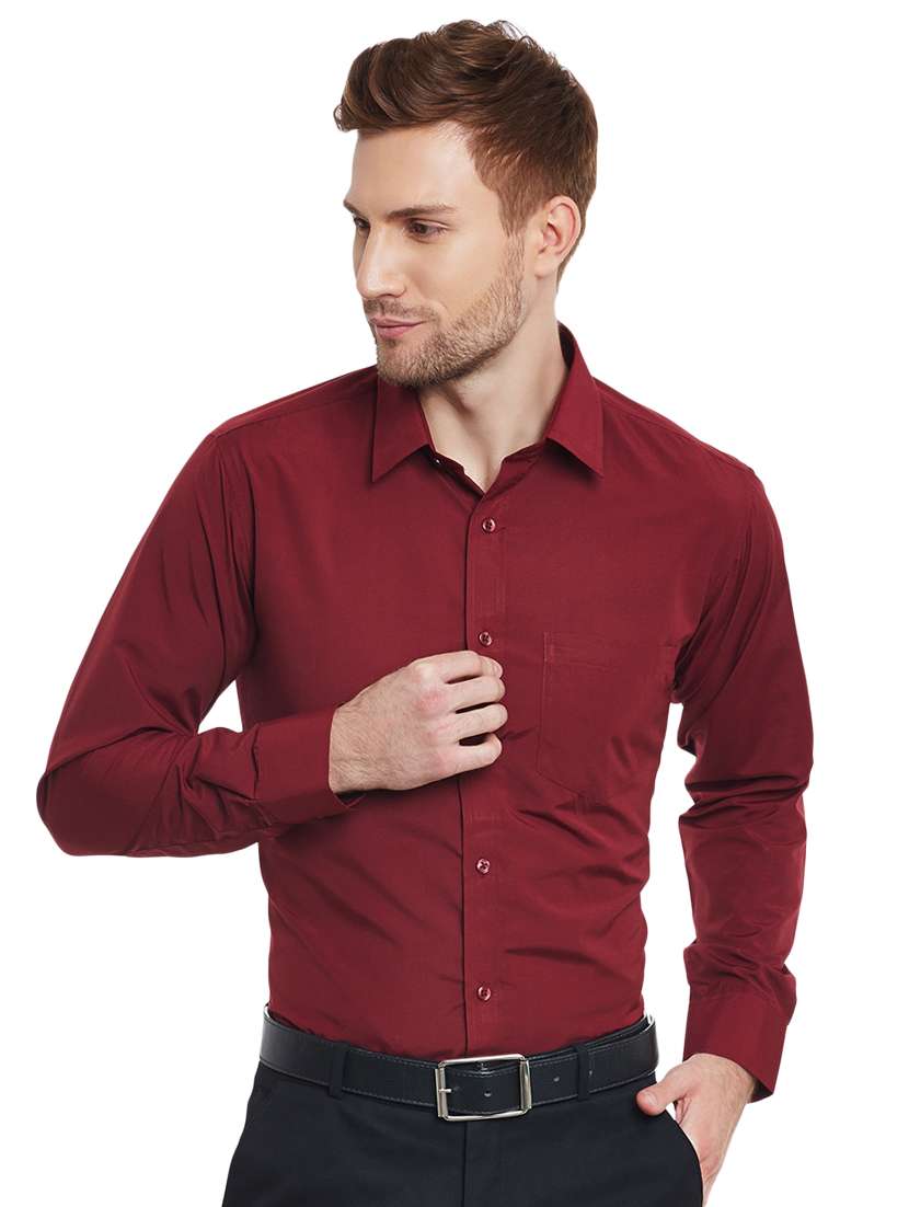 red solid formal shirt