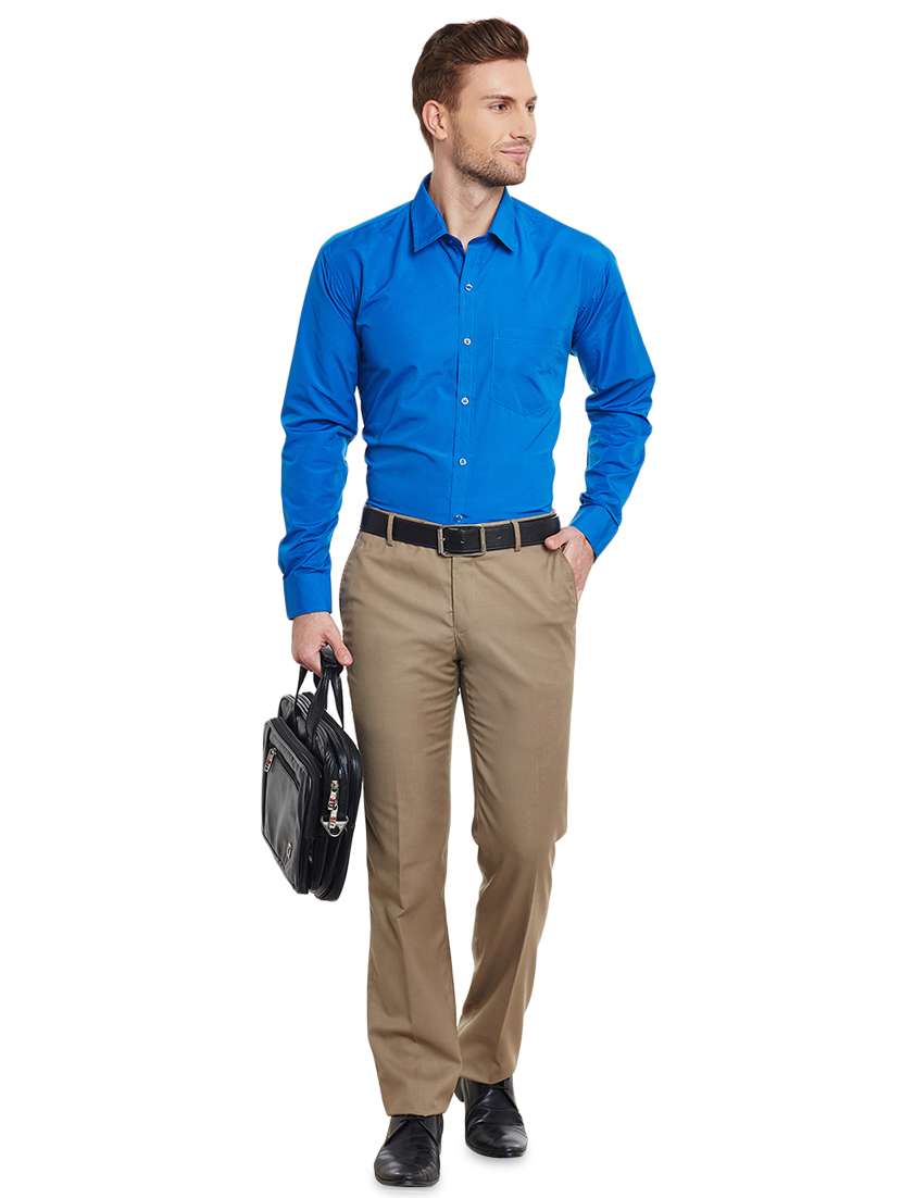 blue solid formal shirt - 16552714 -  Standard Image - 3