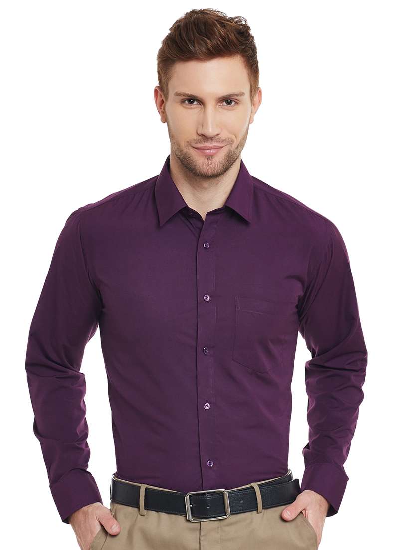 purple solid formal shirt