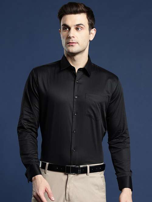 black solid formal shirt - 16552720 - Standard Image - 0