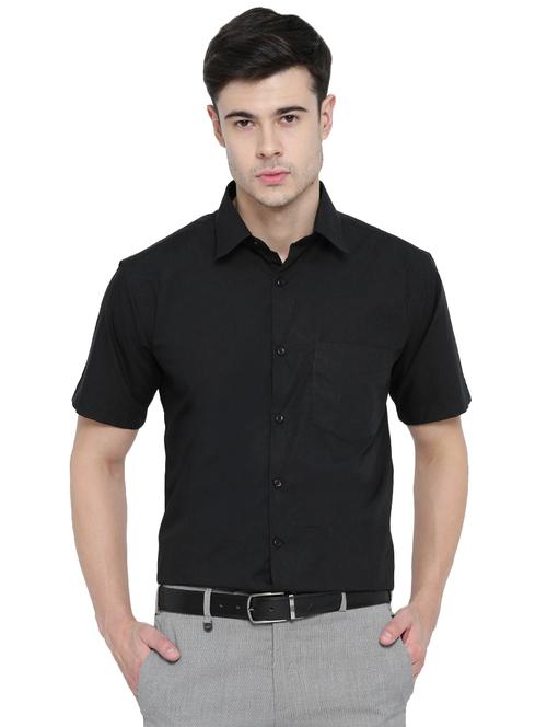 black solid formal shirt - 16552753 - Standard Image - 0