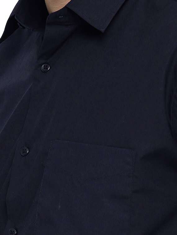 navy blue solid formal shirt - 16552754 -  Standard Image - 3