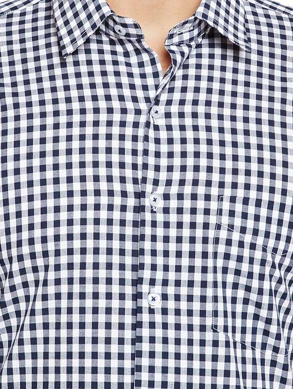navy blue checkered formal shirt - 16552762 -  Standard Image - 3