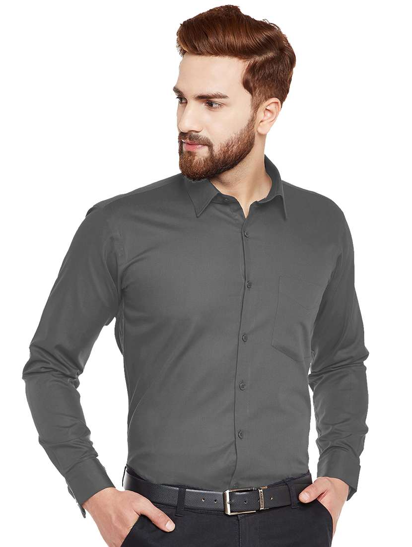 grey solid formal shirt