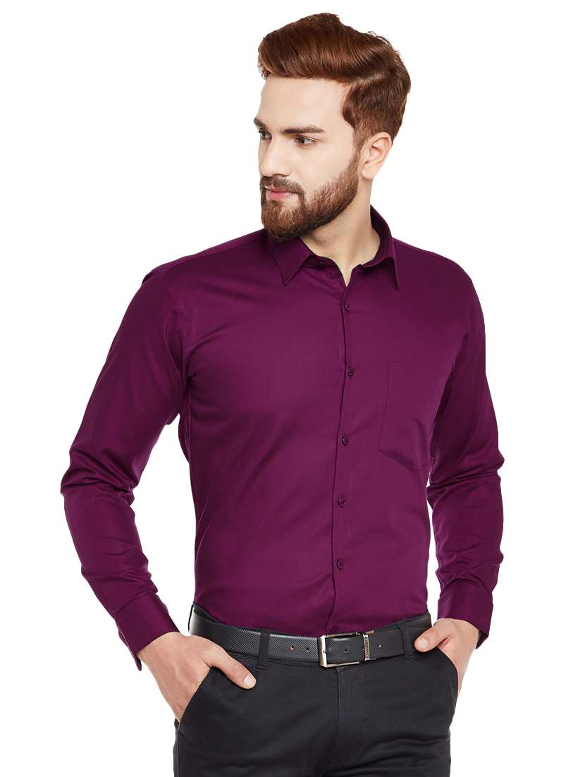 purple solid formal shirt