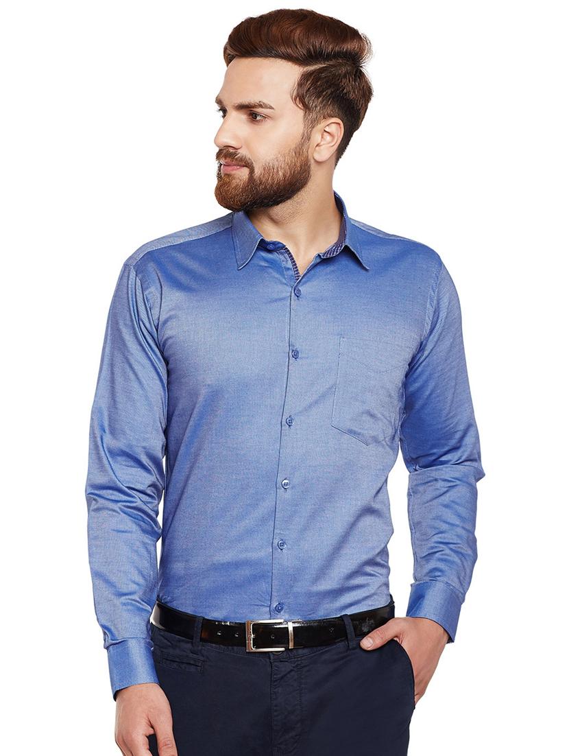 blue solid formal shirt