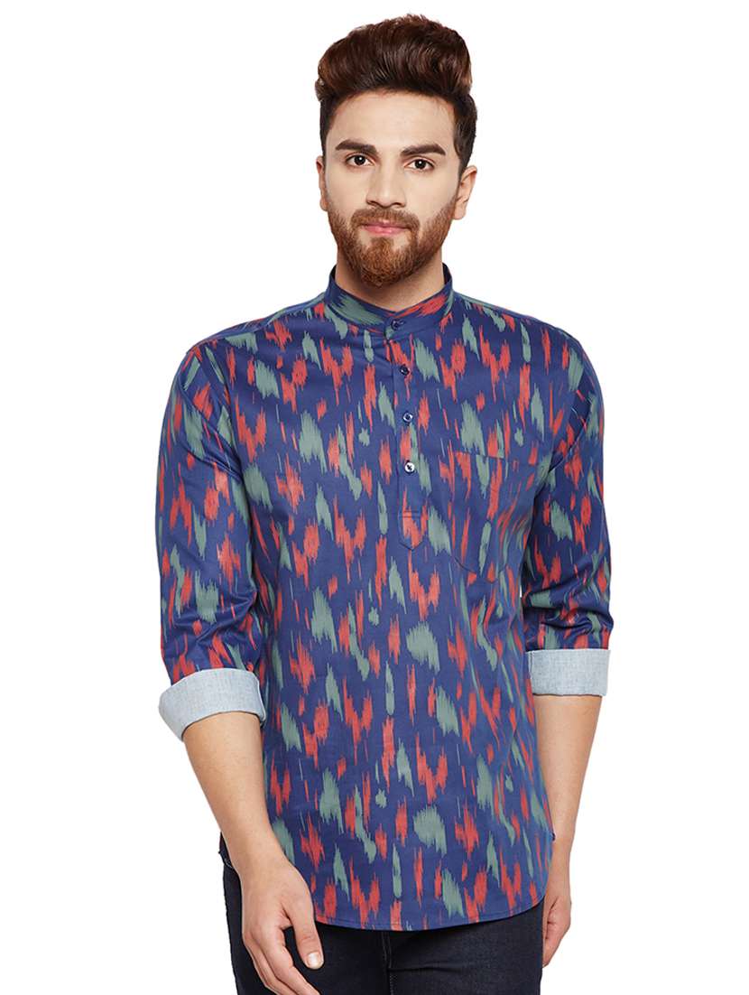 navy blue printed casual shirt