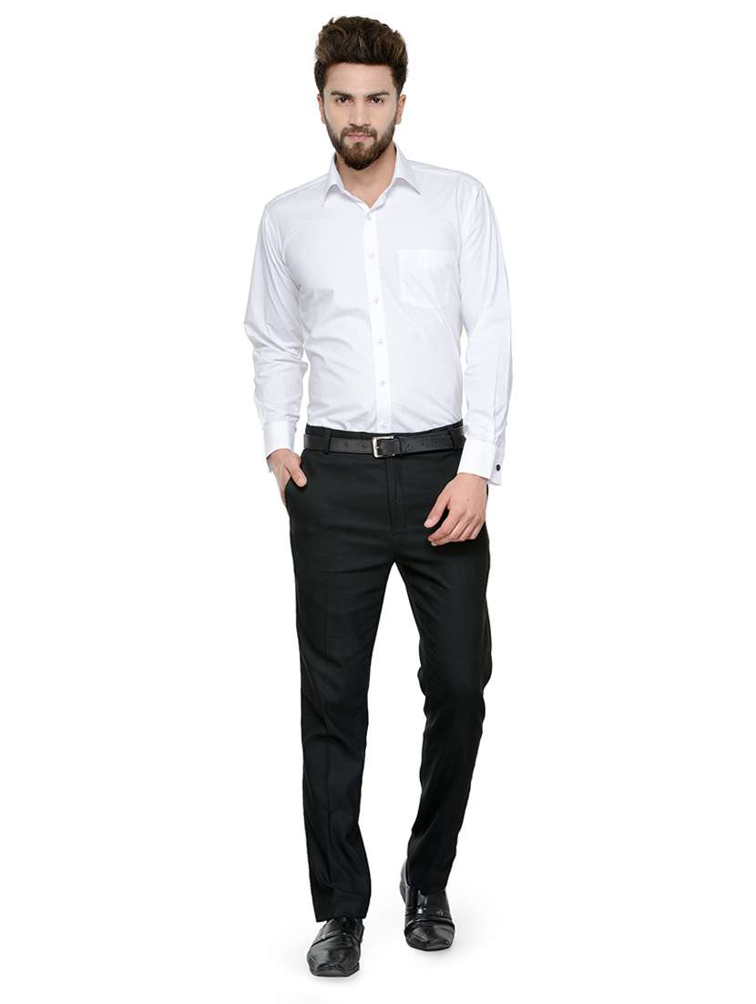 white solid formal shirt - 16552825 -  Standard Image - 3