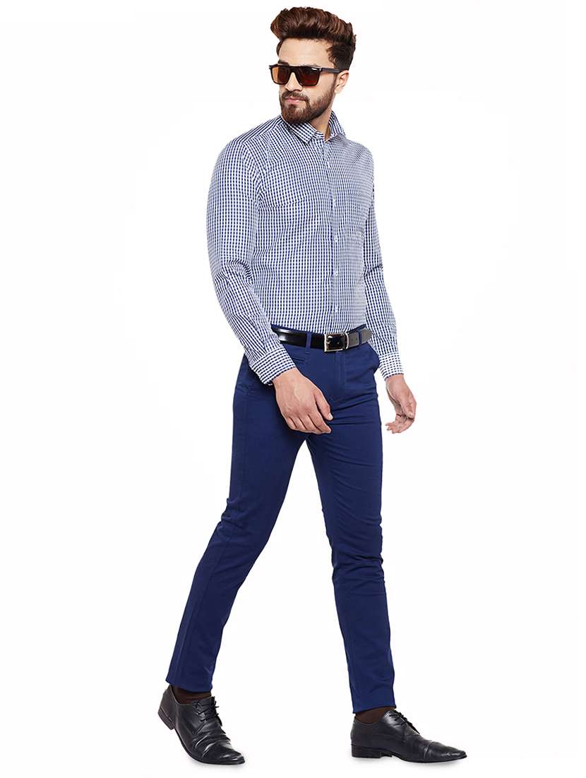 navy blue checkered formal shirt - 16552855 -  Standard Image - 3