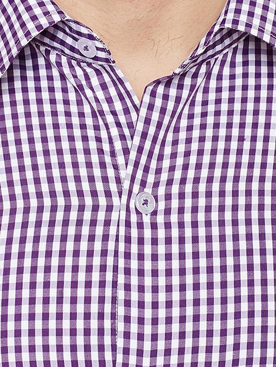 purple checkered formal shirt - 16552856 - Standard Image - 3