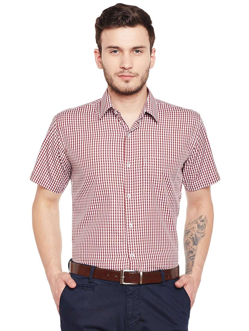 red checkered formal shirt