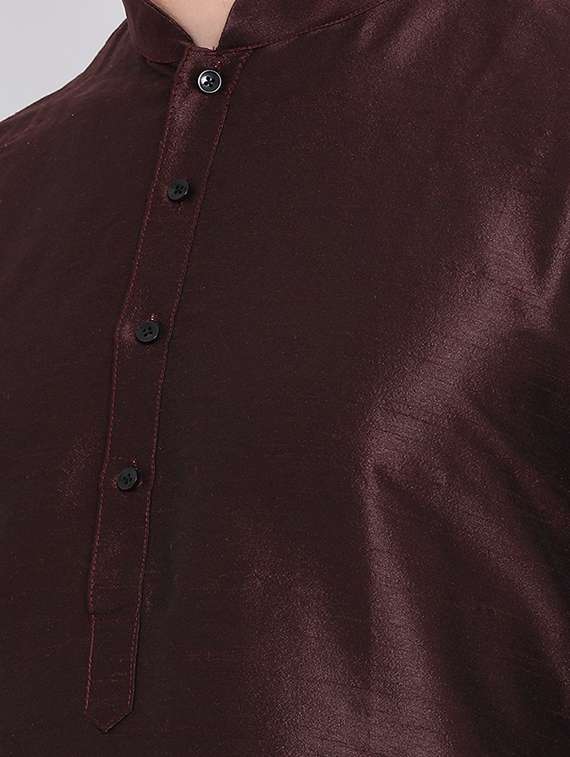 brown silk blend kurta pyjama set - 16552961 -  Standard Image - 3