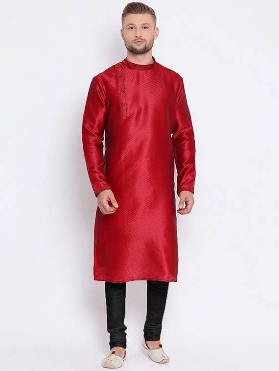 red dupion kurta pyjama set