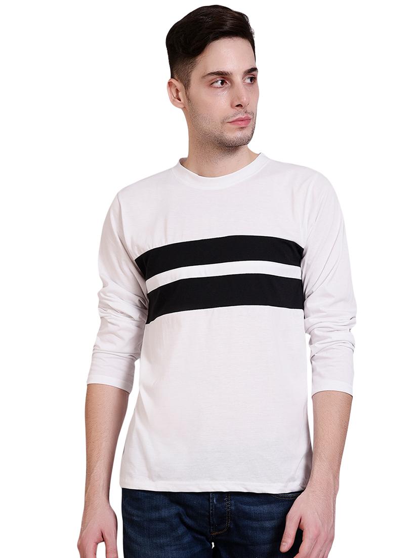 white color block cut & sew t-shirt - 16554055 - Zoom Image - 0