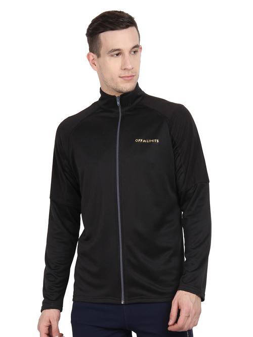 black solid casual jacket - 16555396 -  Standard Image - 0