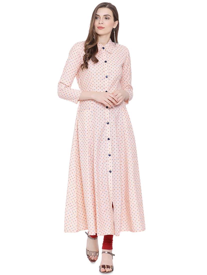 printed buttoned a-line kurta