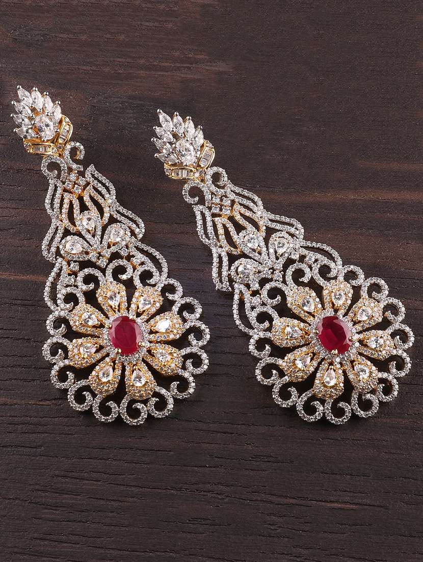 red brass drop earring