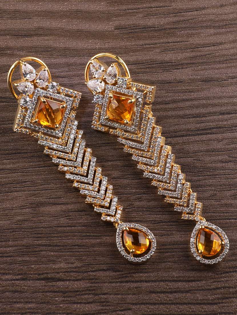 orange brass drop earring