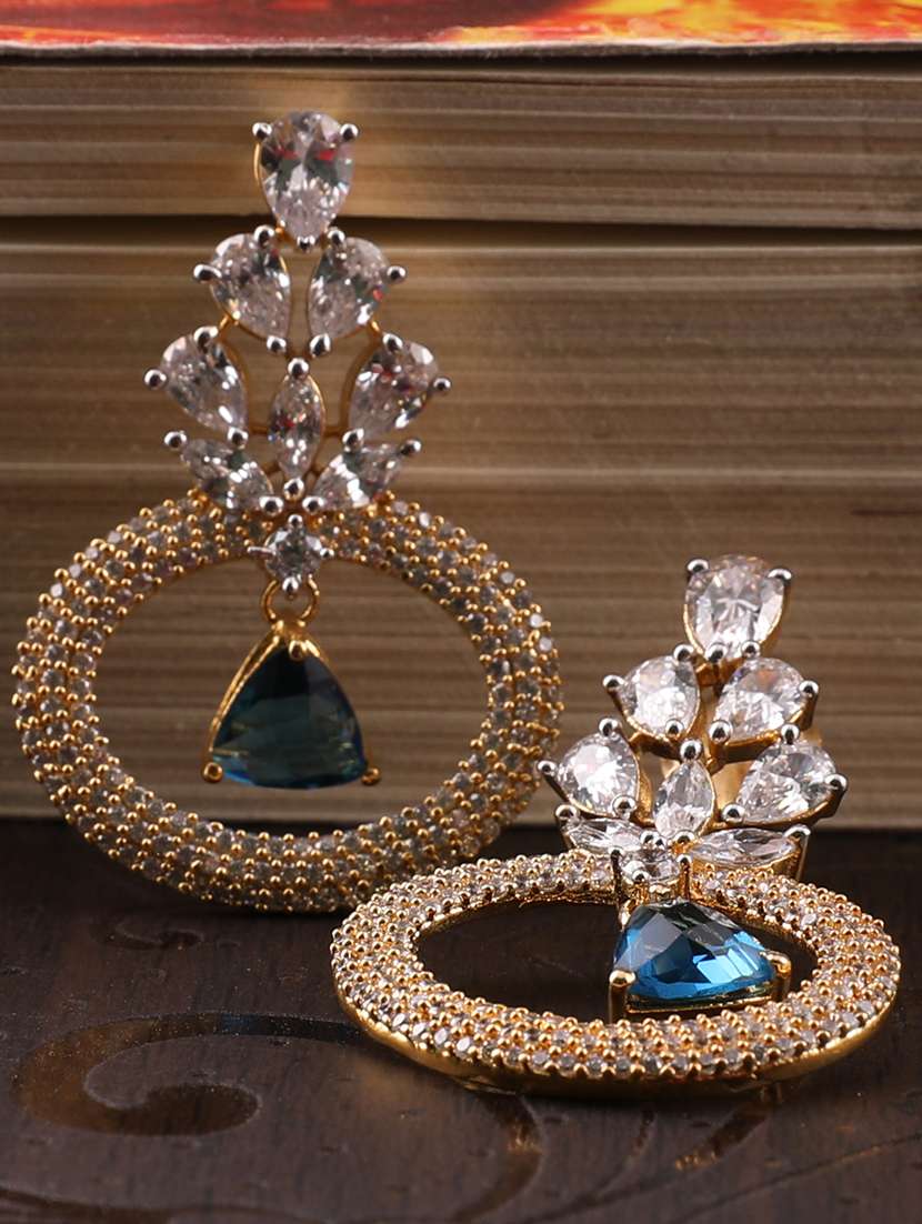 blue brass drop earring