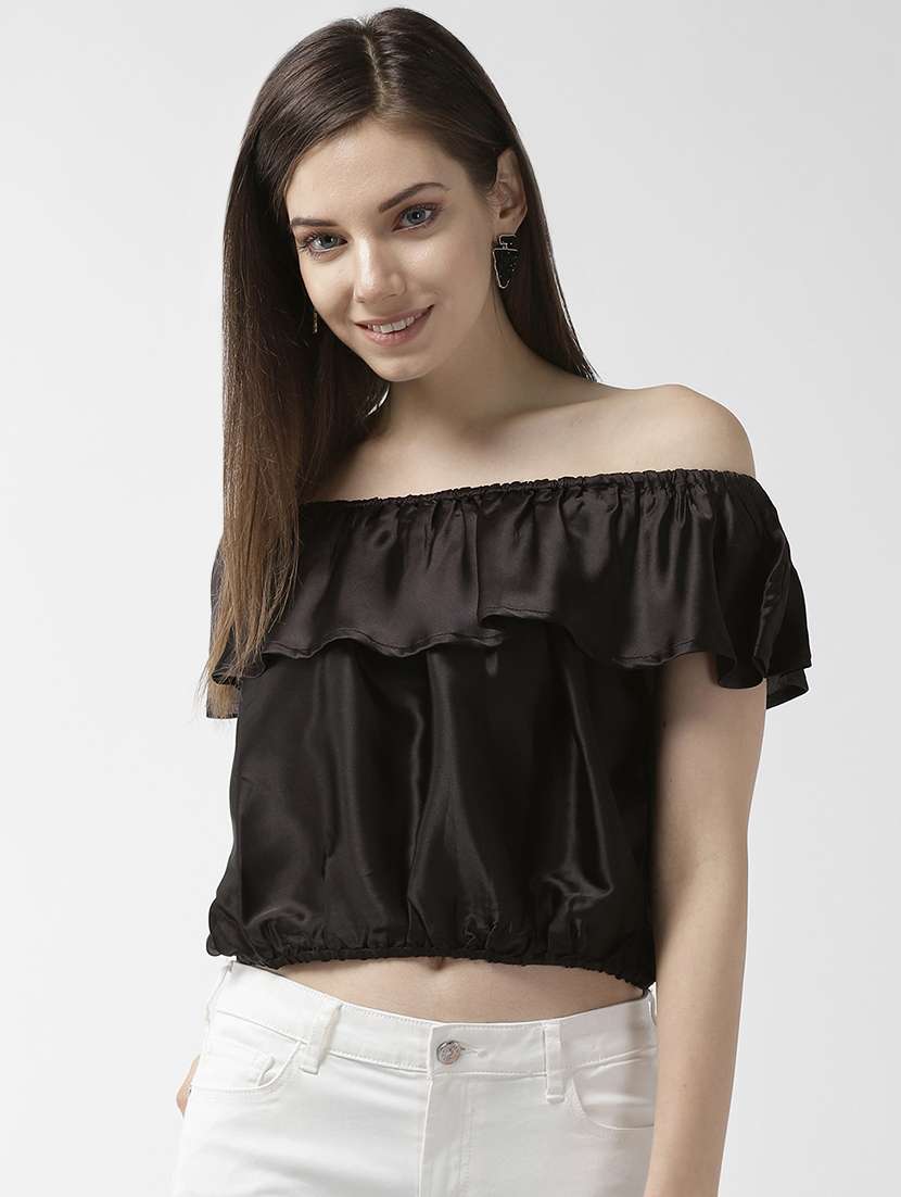 Buy online Off Shoulder Blouson Crop Top from western wear for Women by Rue Collection for ₹350
