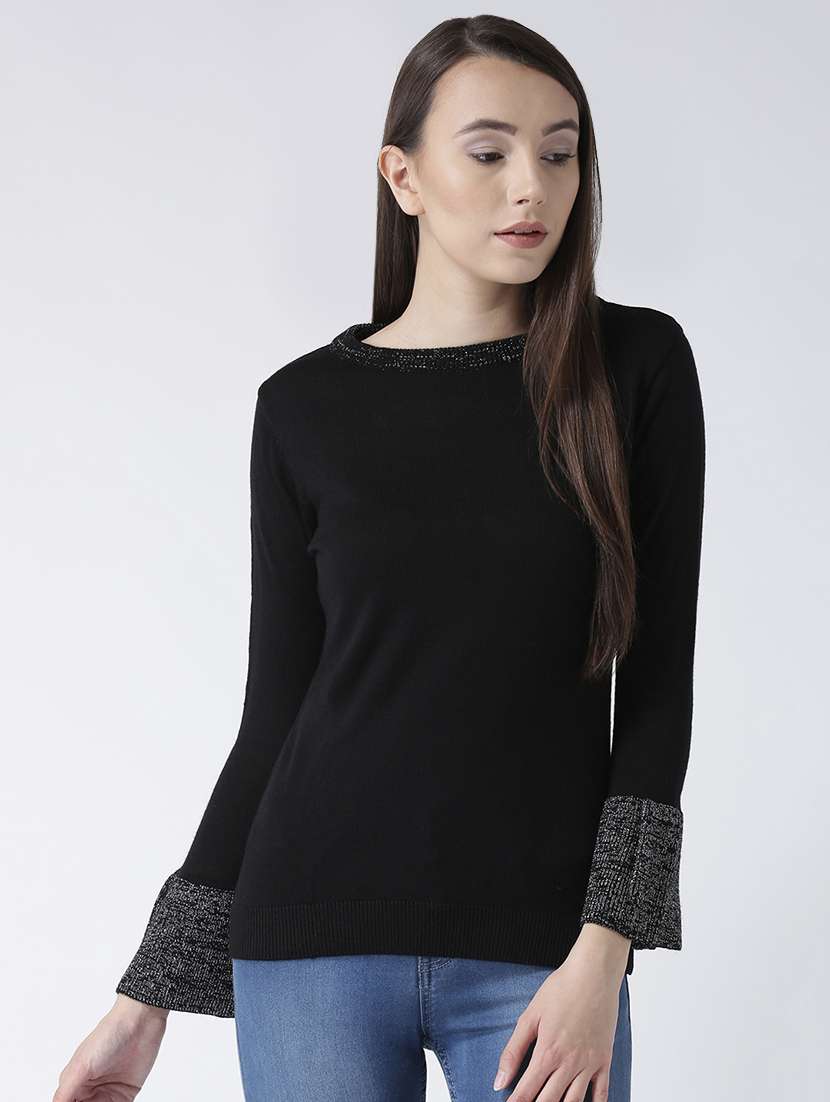 flute sleeved solid pullover