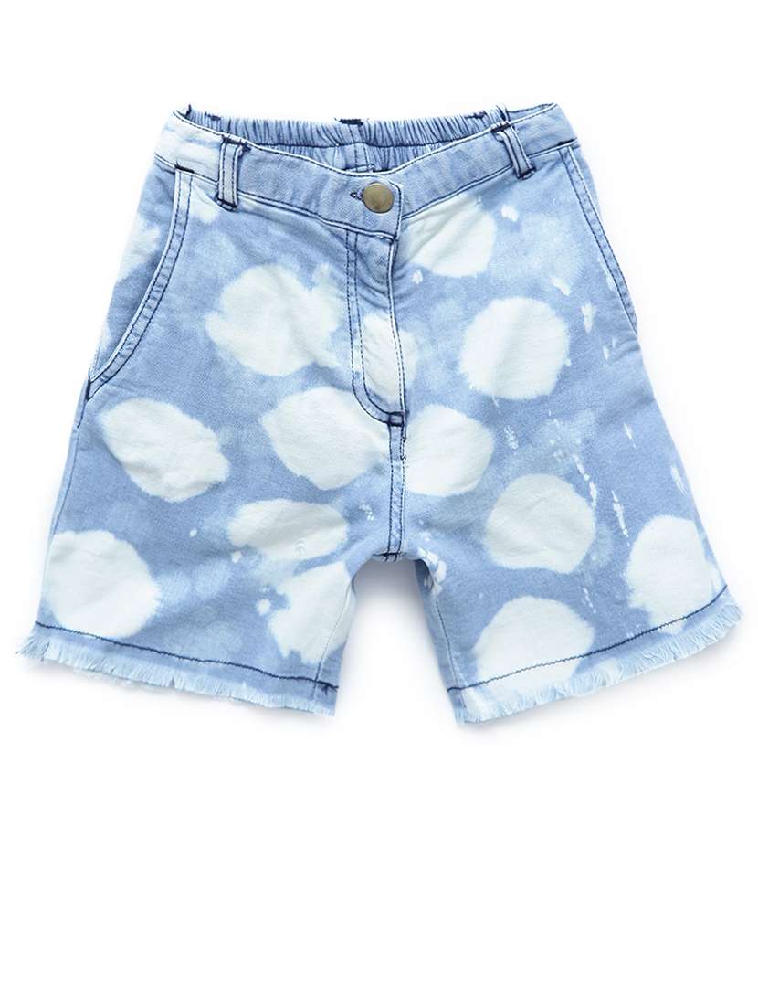 blue denim washed shorts