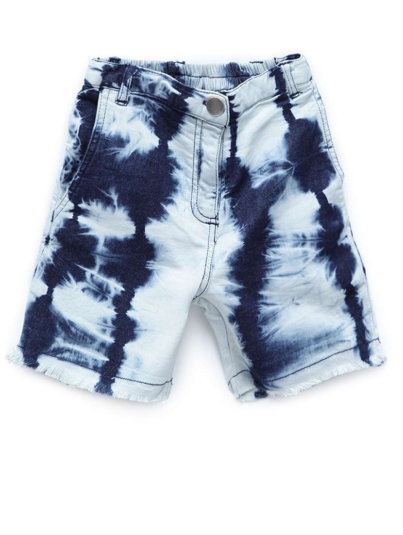 blue denim washed shorts