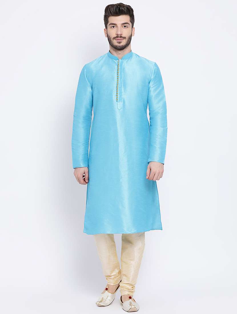 men solid kurta churidar ethnic wear set - 16562103 - Zoom Image - 0