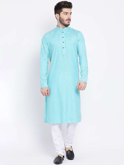 men solid kurta churidar ethnic wear set - 16562169 - Standard Image - 0