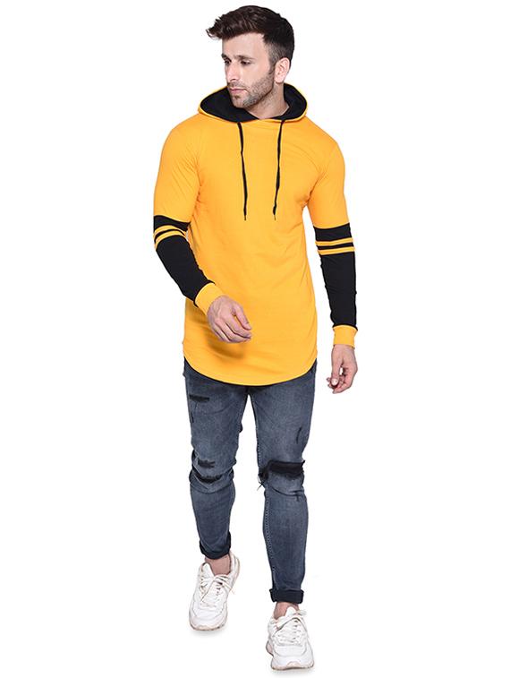 yellow color block hooded t-shirt - 16562357 - Standard Image - 3