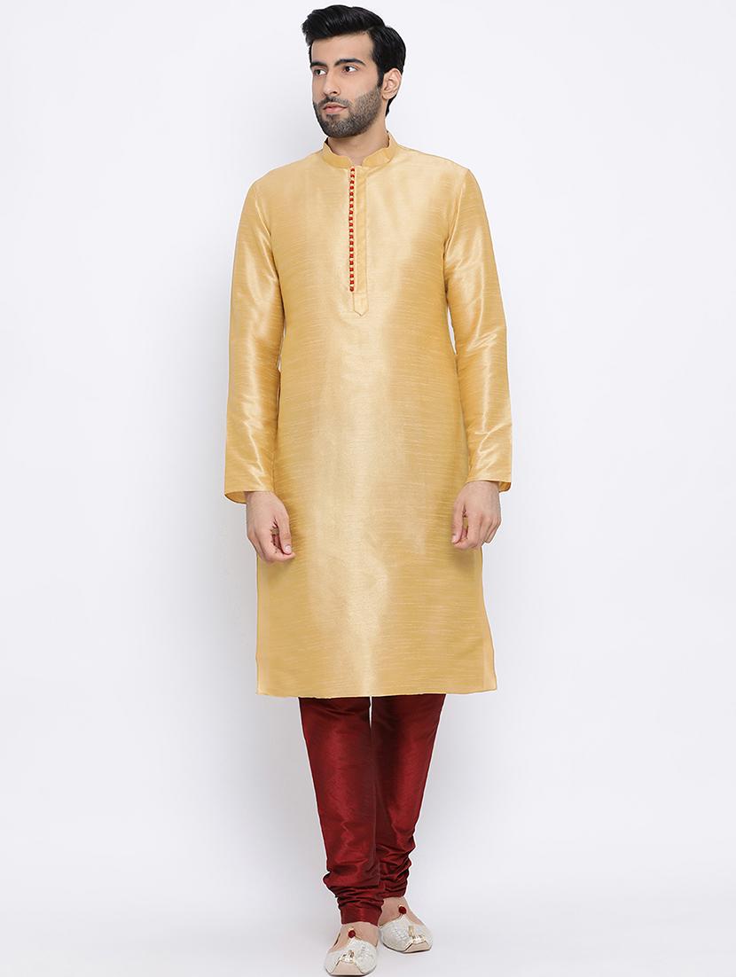 gold dupion long kurta - 16562499 -  Zoom Image - 0