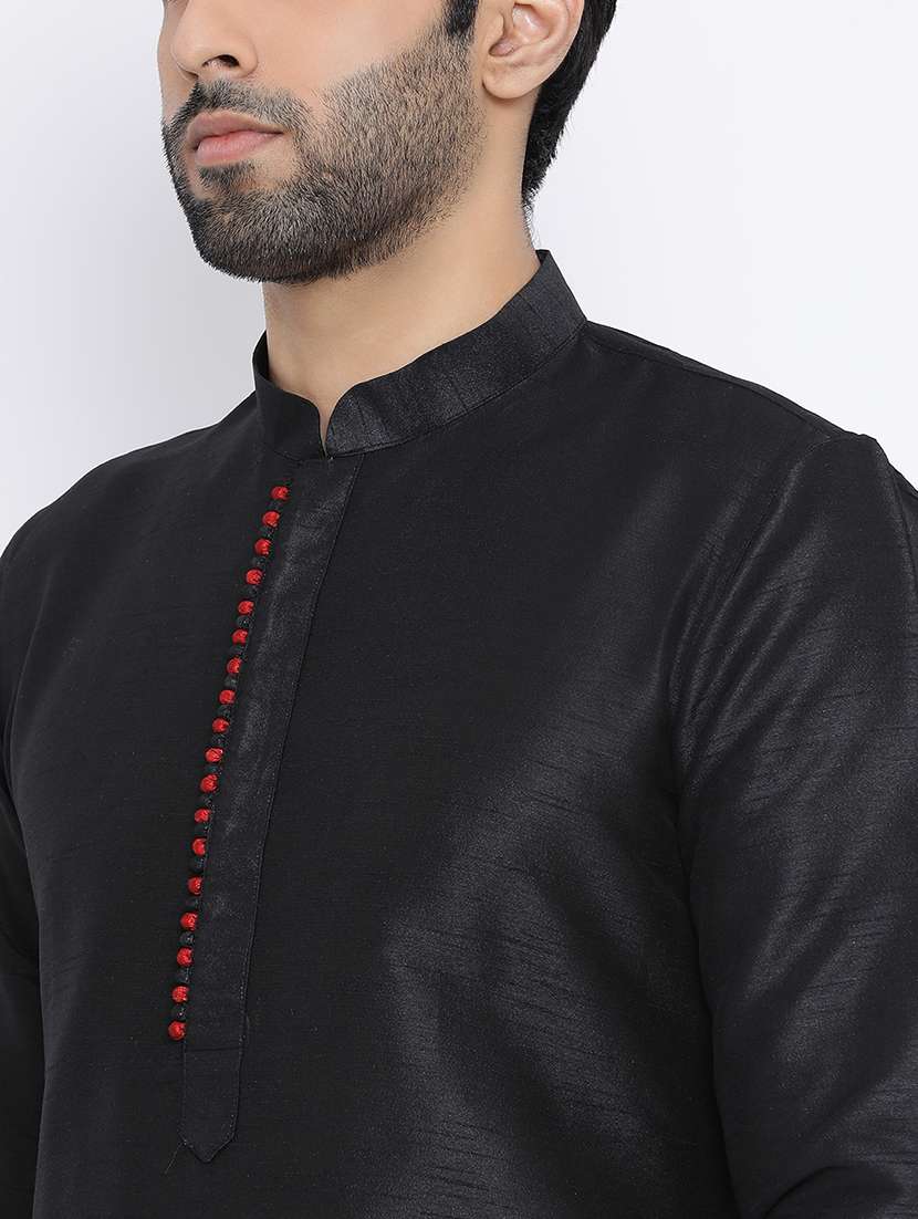black plain long kurta - 16562504 -  Standard Image - 3