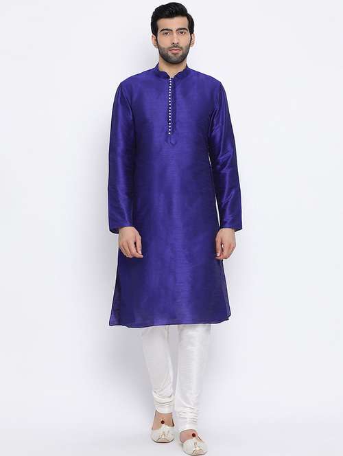 blue plain long kurta - 16562506 - Standard Image - 0