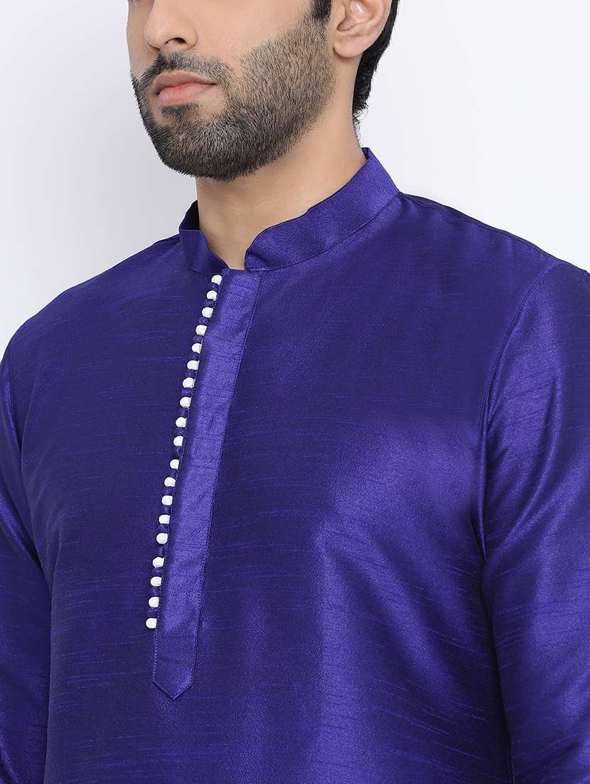 blue plain long kurta - 16562506 - Standard Image - 3