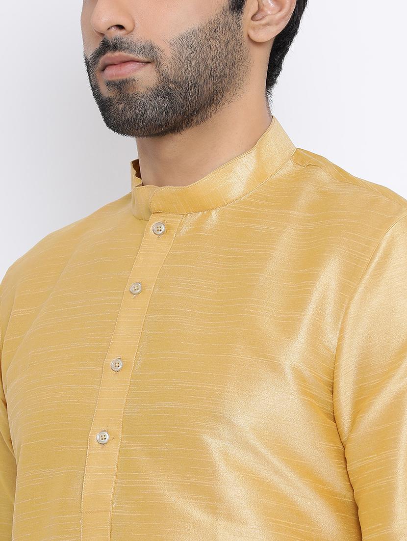 gold dupion long kurta - 16562519 - Standard Image - 3