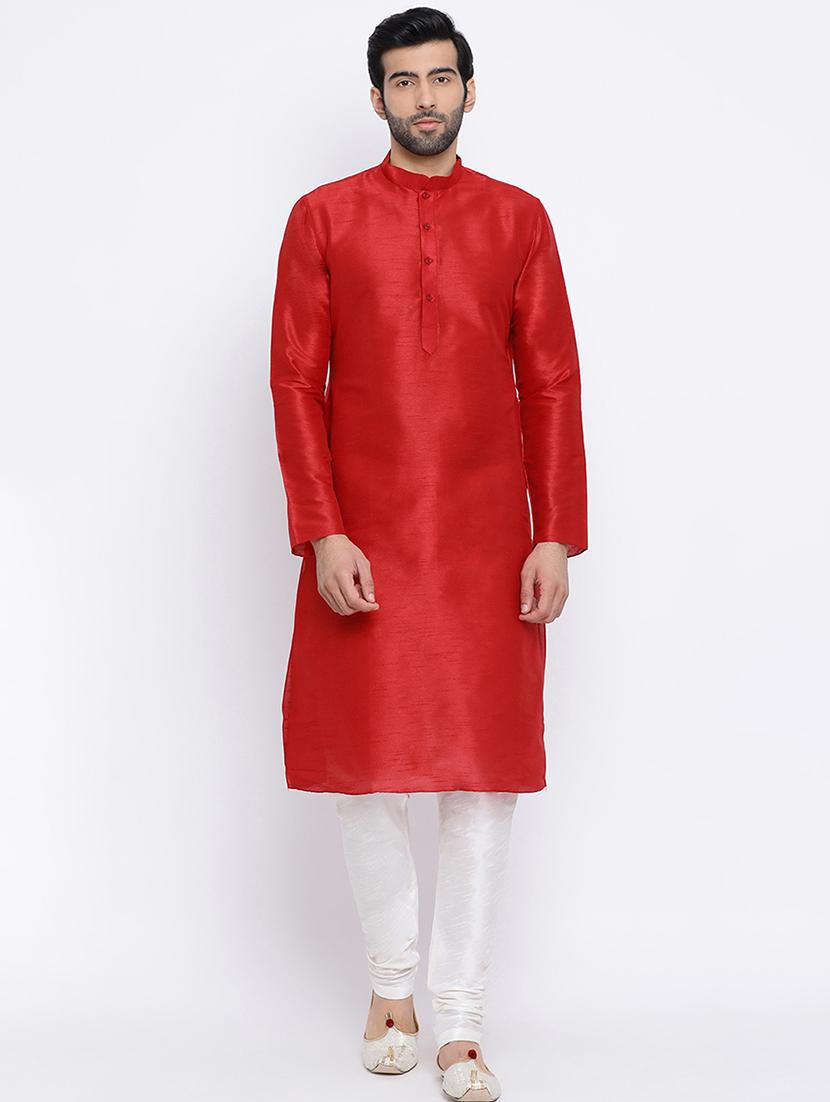 red dupion long kurta - 16562520 - Zoom Image - 0