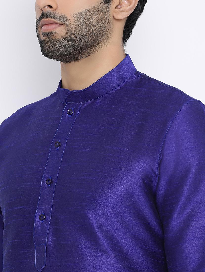 blue solid long kurta - 16562526 - Standard Image - 3