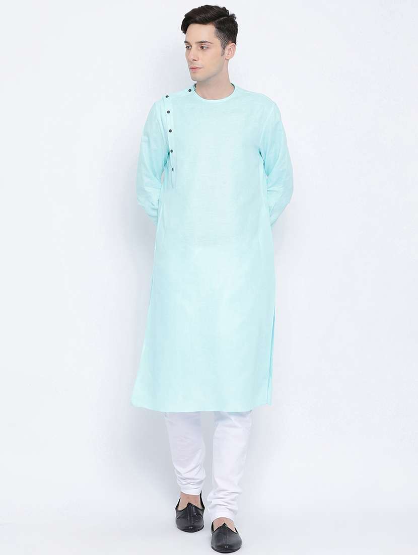 blue solid long kurta - 16562532 - Zoom Image - 0
