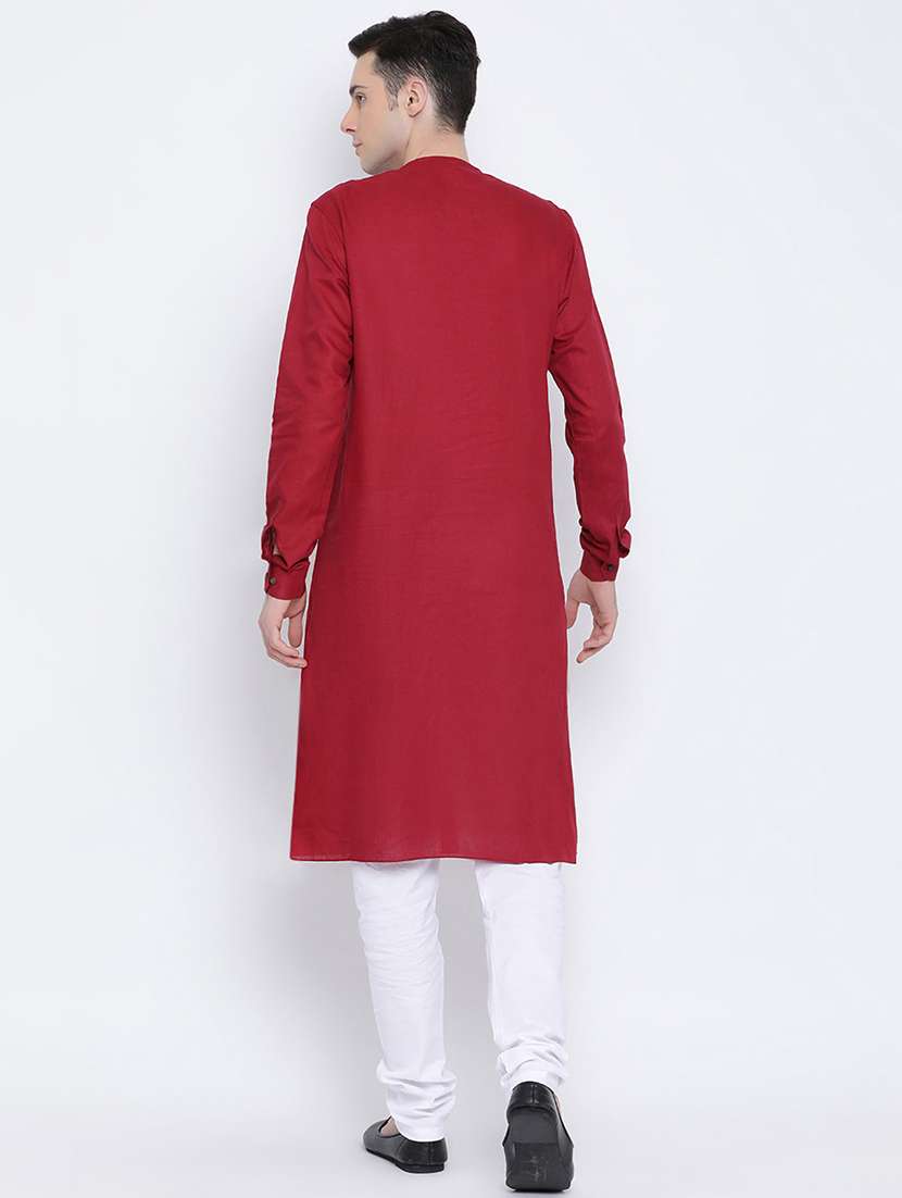 men solid mandarin neck long kurta - 16562539 -  Standard Image - 3