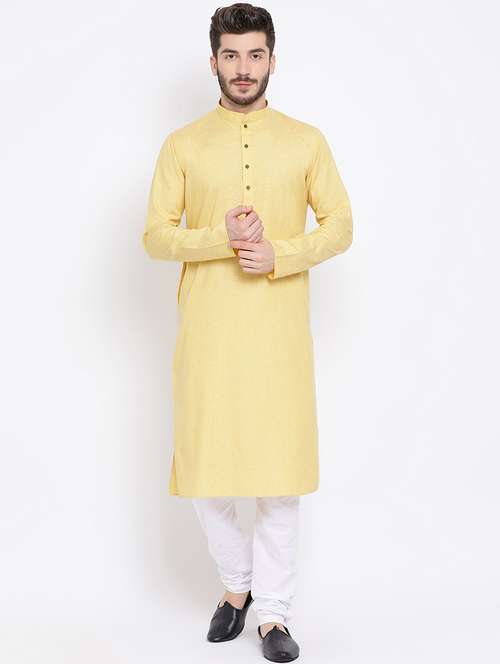 yellow solid long kurta - 16562560 - Standard Image - 0