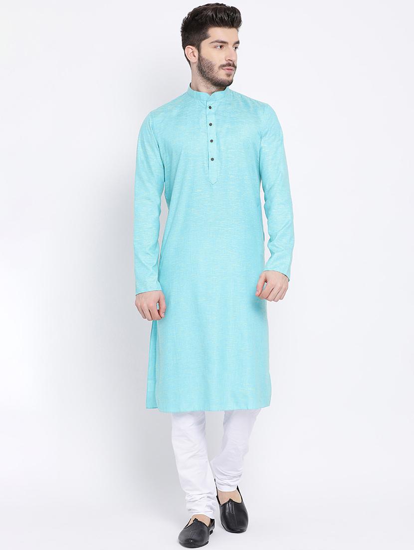 blue solid long kurta - 16562561 - Zoom Image - 0
