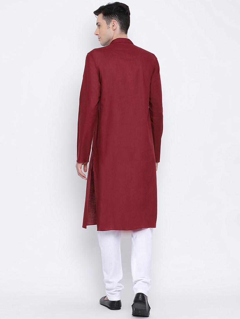 red solid long kurta - 16562573 - Standard Image - 3