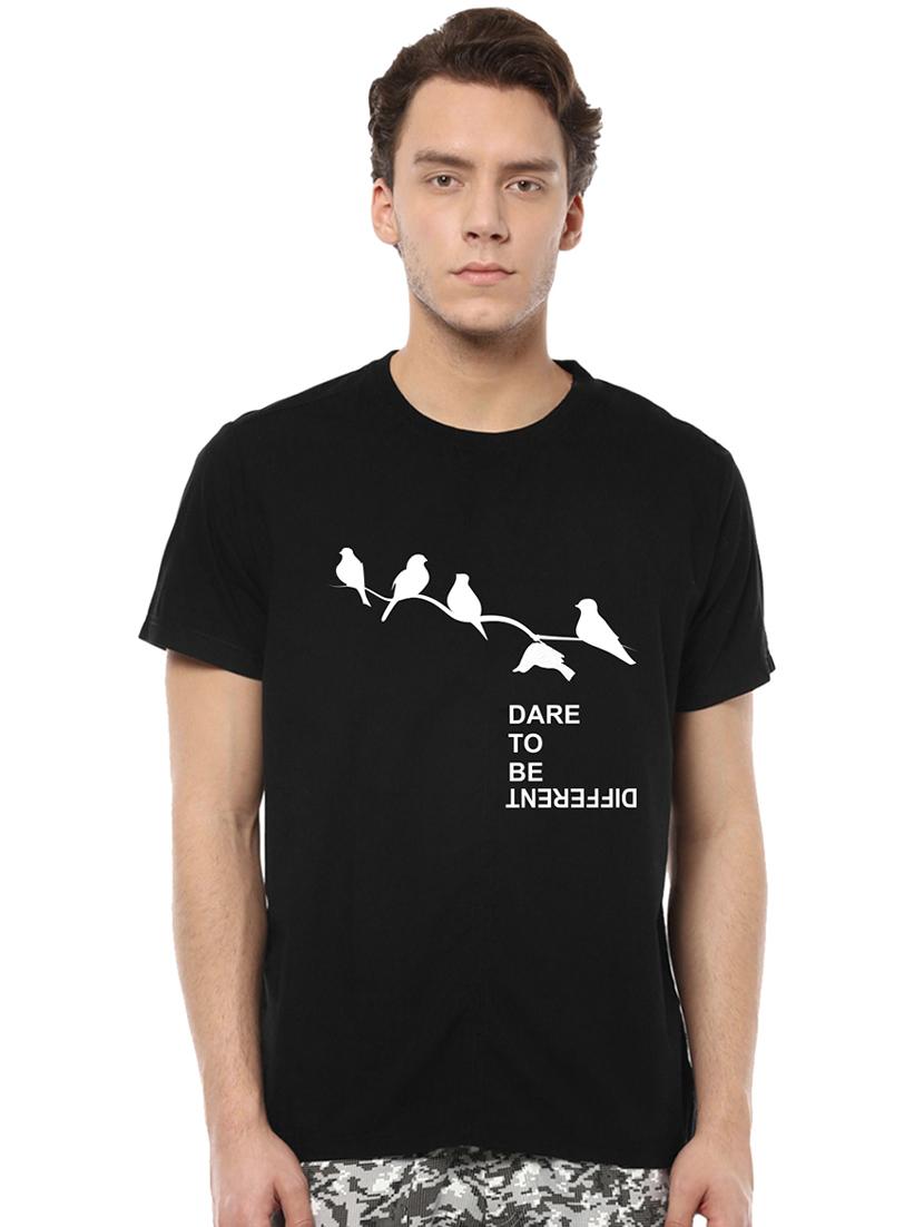 black chest print t-shirt - 16563309 - Zoom Image - 0